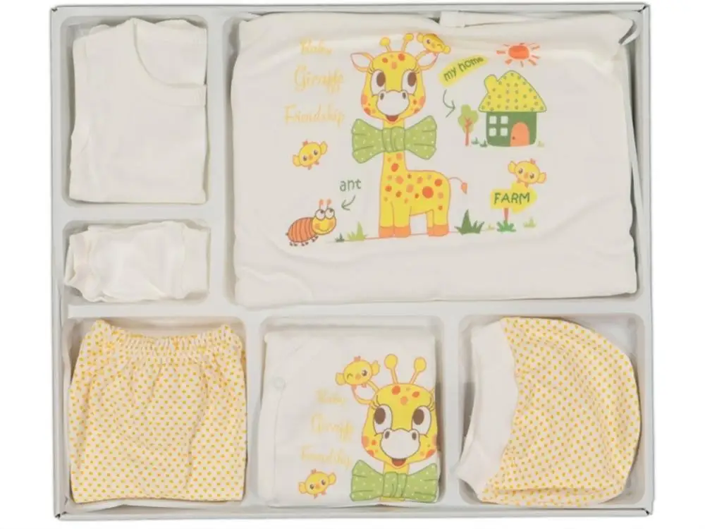 

Jaju Baby Giraffe Printed Yellow 10 Pcs Hospital Exit Set