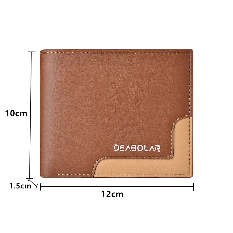 

Fashion Men's Wallet Short PU Holder Wallet Stitching Business Multi-card Zipper Coin Purse