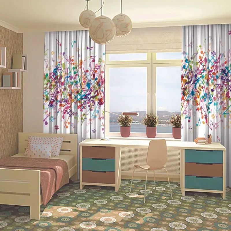 Занавес Красочные Музыкальные ноты узоры праздник забавная музыкальная тема