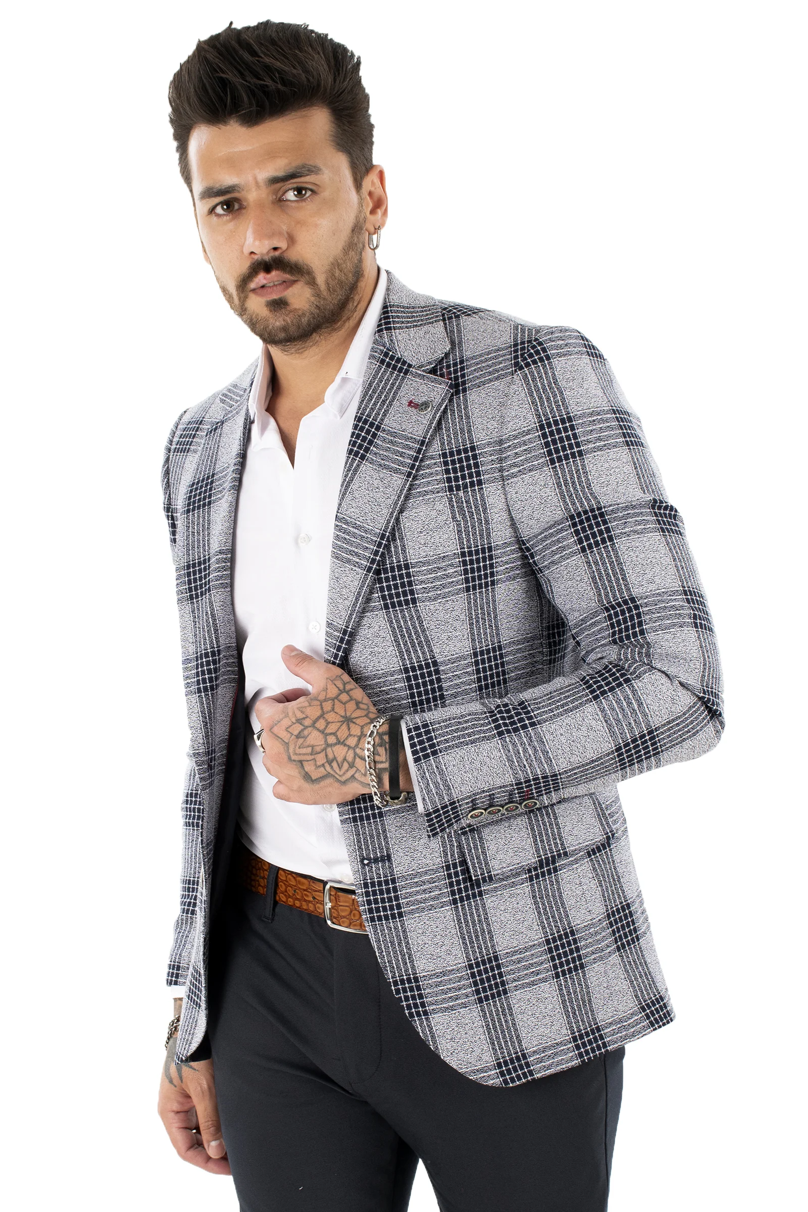 

DeepSEA Male Luxury Blazer Jacket Slim Fit High Quality Square Pattern Business, Formal, Office, Casual, ball gown 2100305