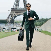 dark hunter green men suits for business wedding man suits two buttons groom tuxedos 2piece coatpants slim fit costume homme