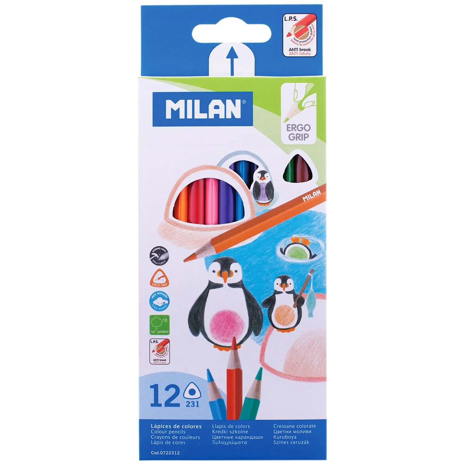 Карандаши цветные MILAN 231 трехгранные 12 цветов | Канцтовары для офиса и дома