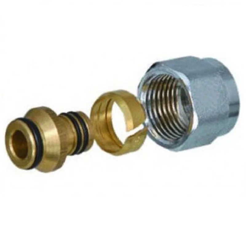 Накидная гайка для коллектора. Евроконус под 16 трубу. Евроконус 3/4 16. Ниппель латунный резьбозажимной н-н (комплект 2шт. Евроконус 3/4"*16*2.