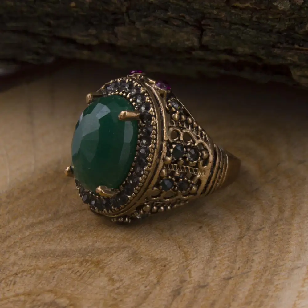 

Unisex For Male and Female Authentic Ring Bronze Casting Jeweler Stones Jewelry Accessory