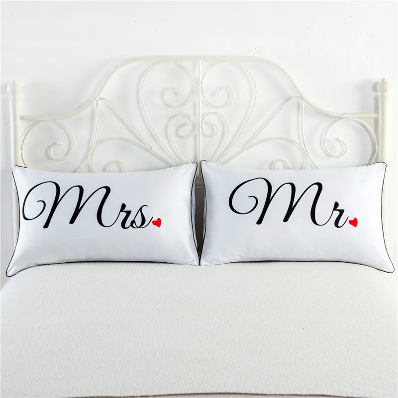 Funny White Couple Pillowcase Modern Brief Bedding Pillow Case Comfortable Cushion Cute Cover With 21 Patterns Optional | Дом и сад