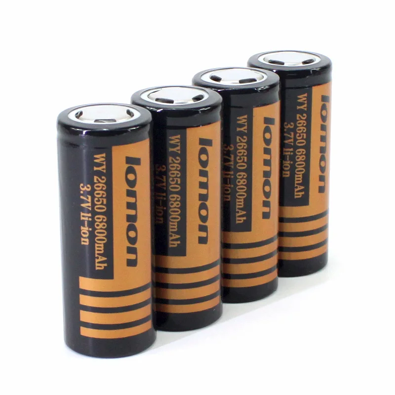 Аккумулятор LOMON 26650 (6800mAh) 3 7 V Li ion оригинал реальная eмкость аккумулятора 3800mAh LED