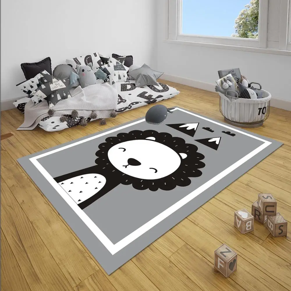 Иначе серый белый чёрный джунгли Лев животных для мальчиков 3d принт нескользящие