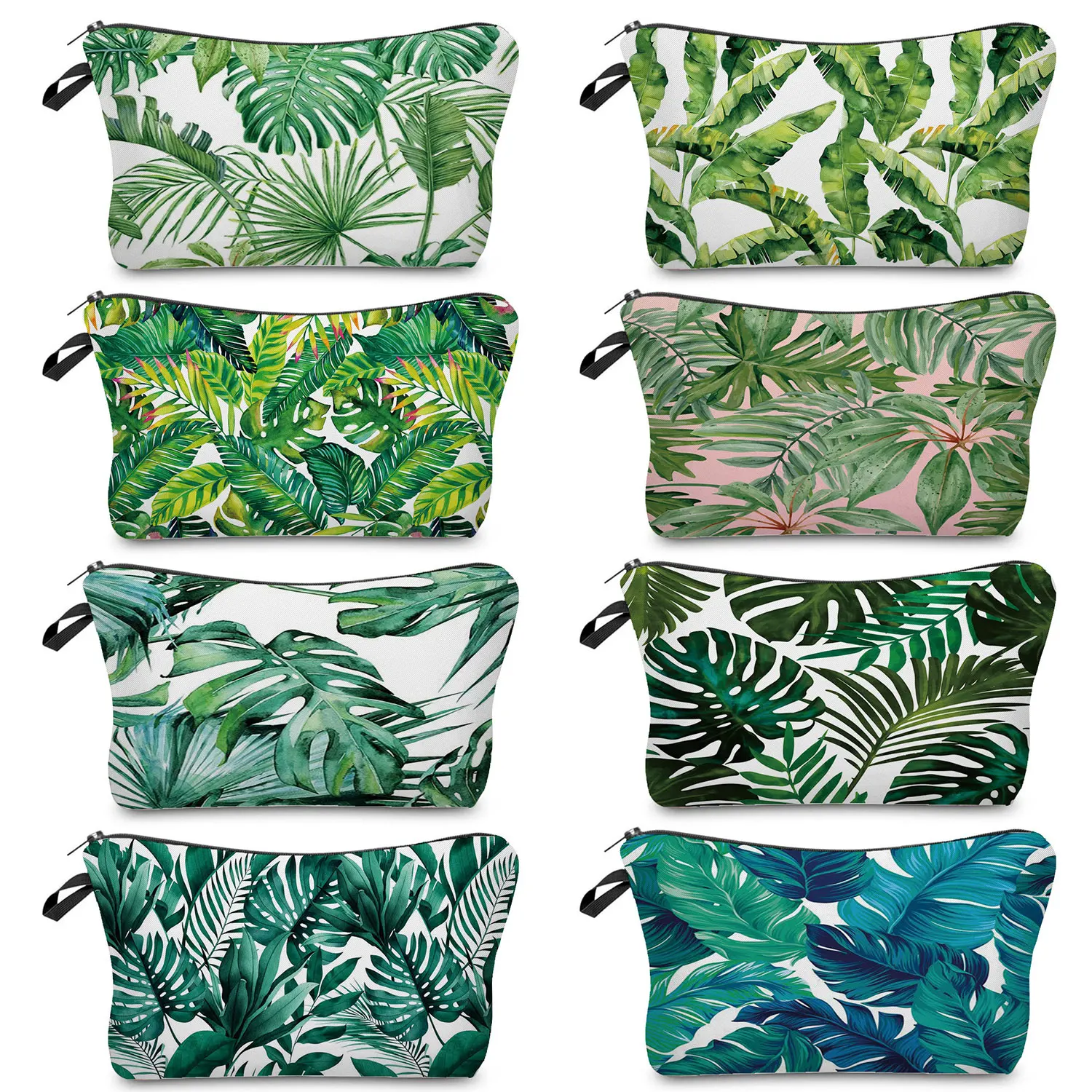 

Green Leaves Plant Fashion Cosmetic Bags Daily School Pencil Cases Outdoor Travel Ladies Storage Bag Female Toiletries Organizer