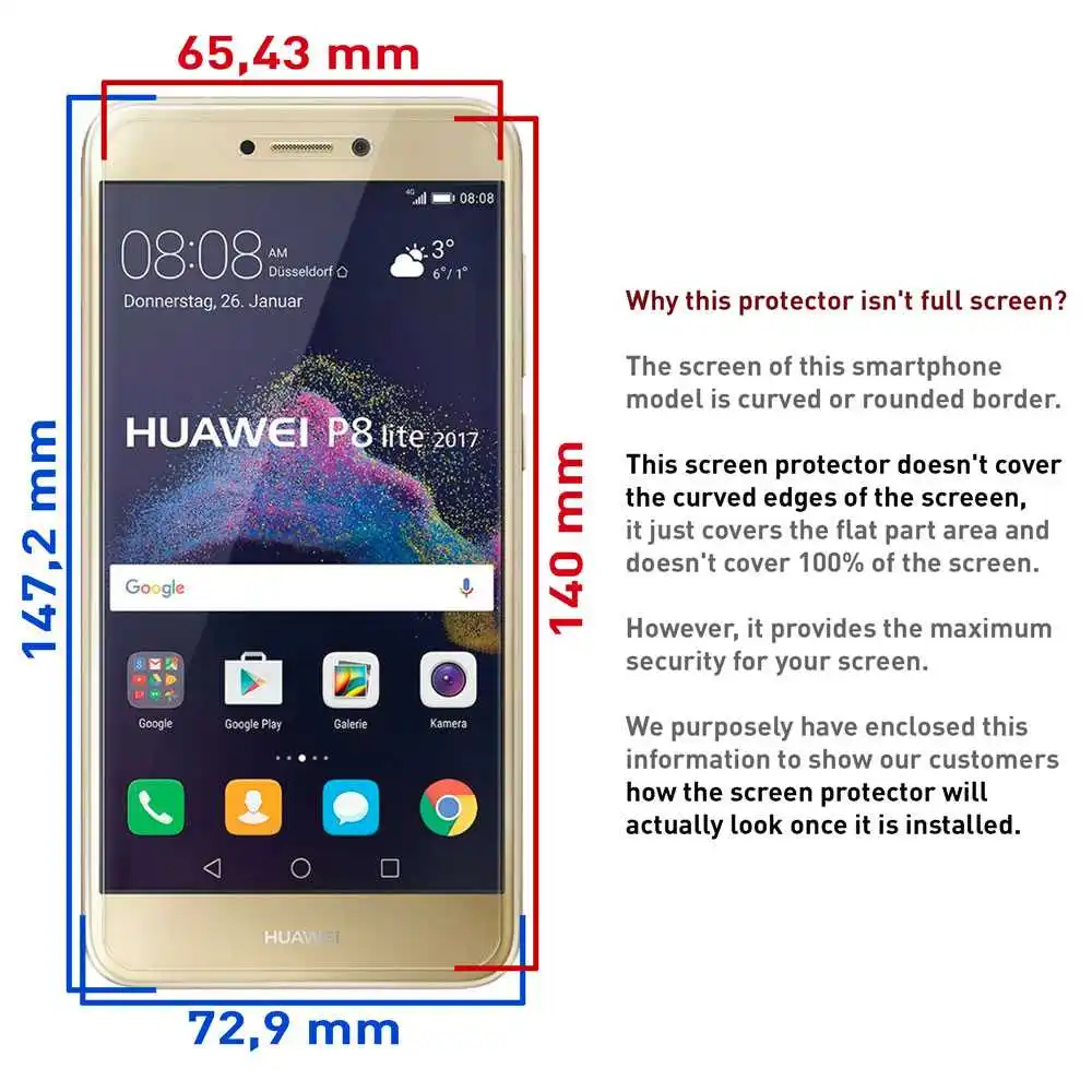 OcioDual закаленное стекло для защиты экрана премиум класса Huawei P8 Lite 2017 Cristal 9H 2.5D 0 3 мм