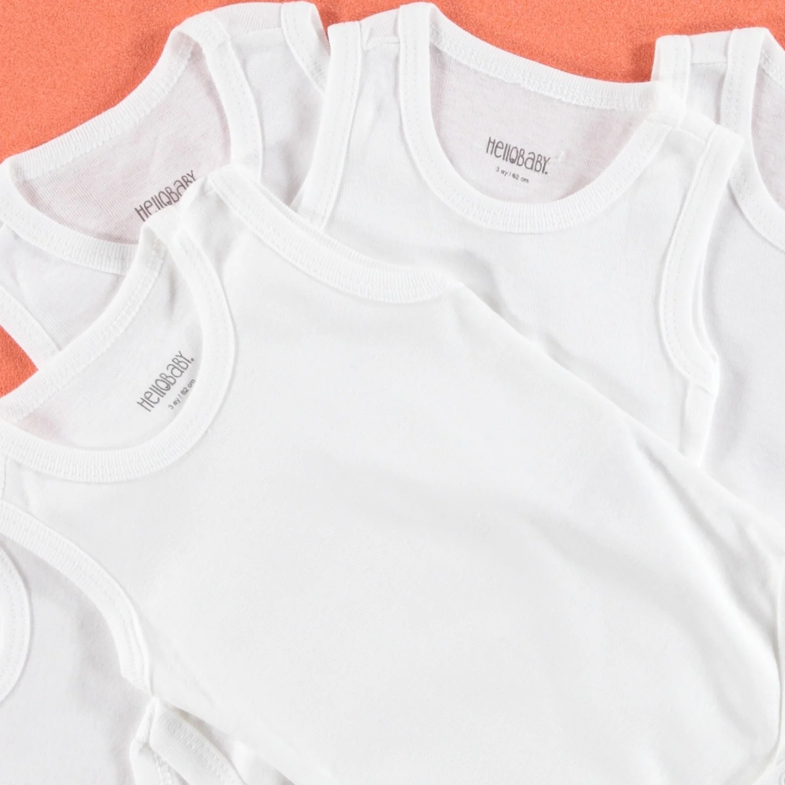 Ebebek HelloBaby базовый Детский комбинезон без рукавов 5 шт.-белый |