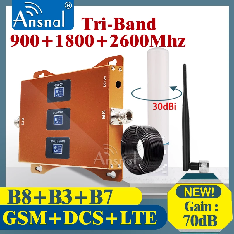 Усилитель сигнала трехдиапазонный усилитель сотового 4G 900 1800 2600 МГц 2g 3g 4g сотовый