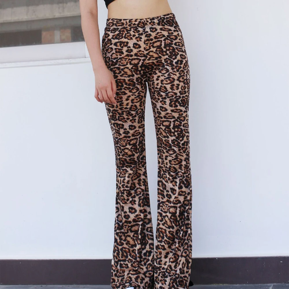 linen pants heptathlon Woman Pants High Waist Leopard Print Flare Leggings 2021 Autumn Winter Women Fashion Sexy Trousers Club Pants jogger pants