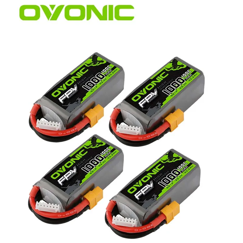 OVONIC-LiPo XT60 Bater&iacute;a para Dron de Carreras, Pila de 2,2 V, 100 C, 1000 mAh, 6S, con Enchufe para FPV, para Coches Teledirigidos y Cuadric&oacute;pteros Disponible en 1 Uds. y 4 Uds.-2