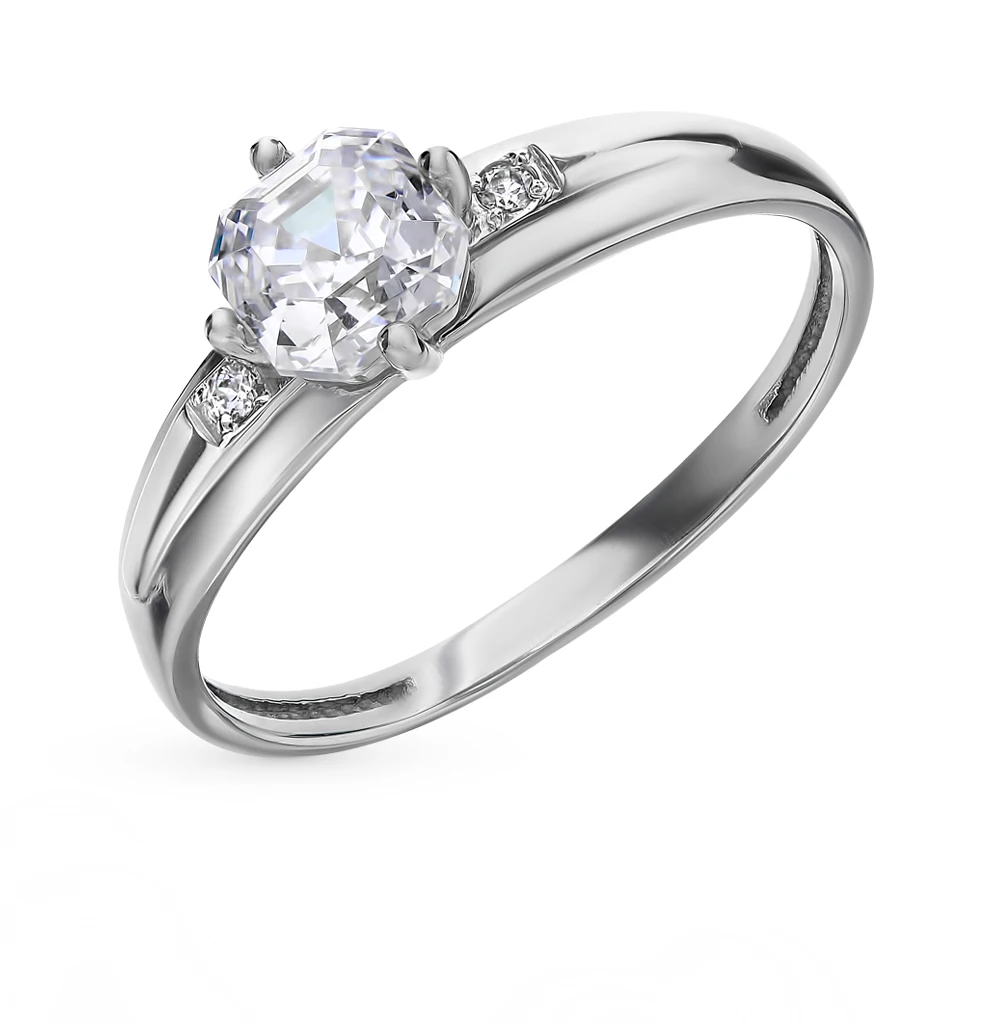 Золотое кольцо с фианитами и swarovski SUNLIGHT проба 585 |