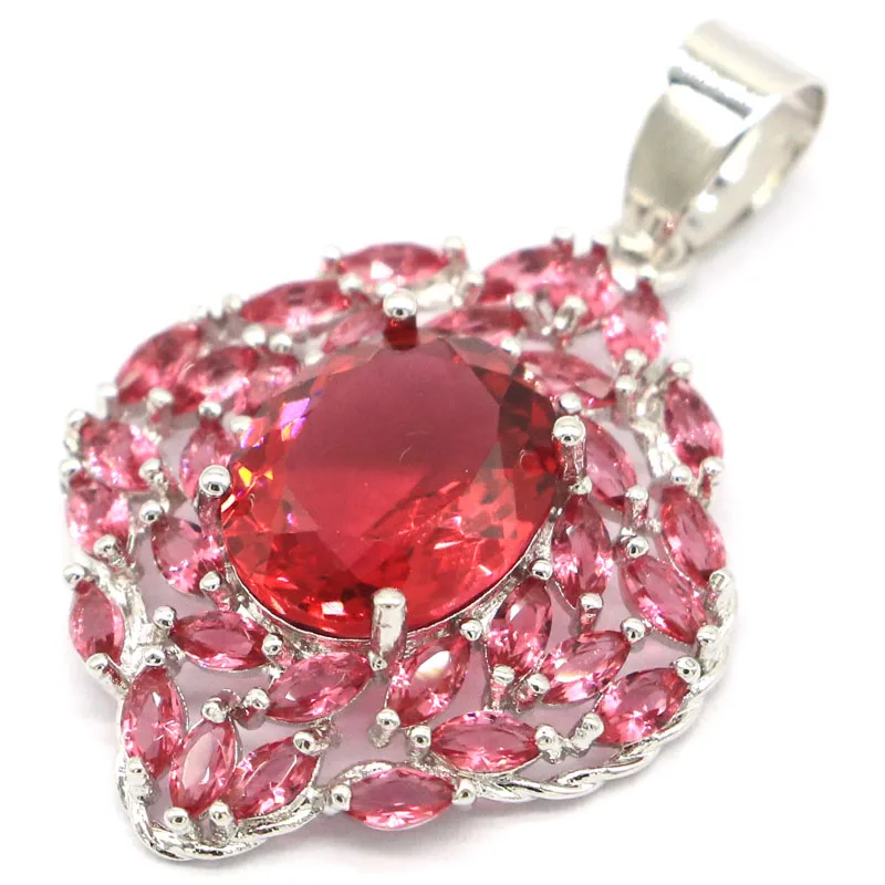 36x23mm Elegant Green Peridot Rhodolite Garnet For Women Dating 925 Sterling Silver Pendant Eye Catching | Украшения и аксессуары