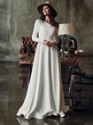 Атласное свадебное платье на одно плечо, винтажное, с длинным рукавом, с кружевными бусинами, специально изготовленное на заказ элегантное простое платье принцессы для невесты