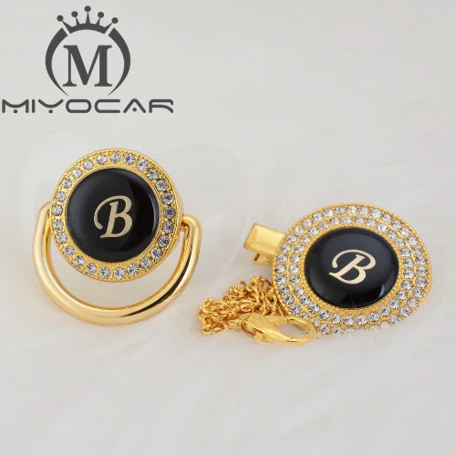MIYOCAR, золотое, серебряное название, инициалы, Буква B, красивая, шикарная соска и соска, клипса, BPA бесплатно, пустышка, блестящая, уникальный дизайн, LB - Цвет: LB-1    6-18M