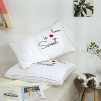 embroidered bedding neck pillow goose down feather pillows home textile for hotel sleeping cushion cervical brace neck pillows