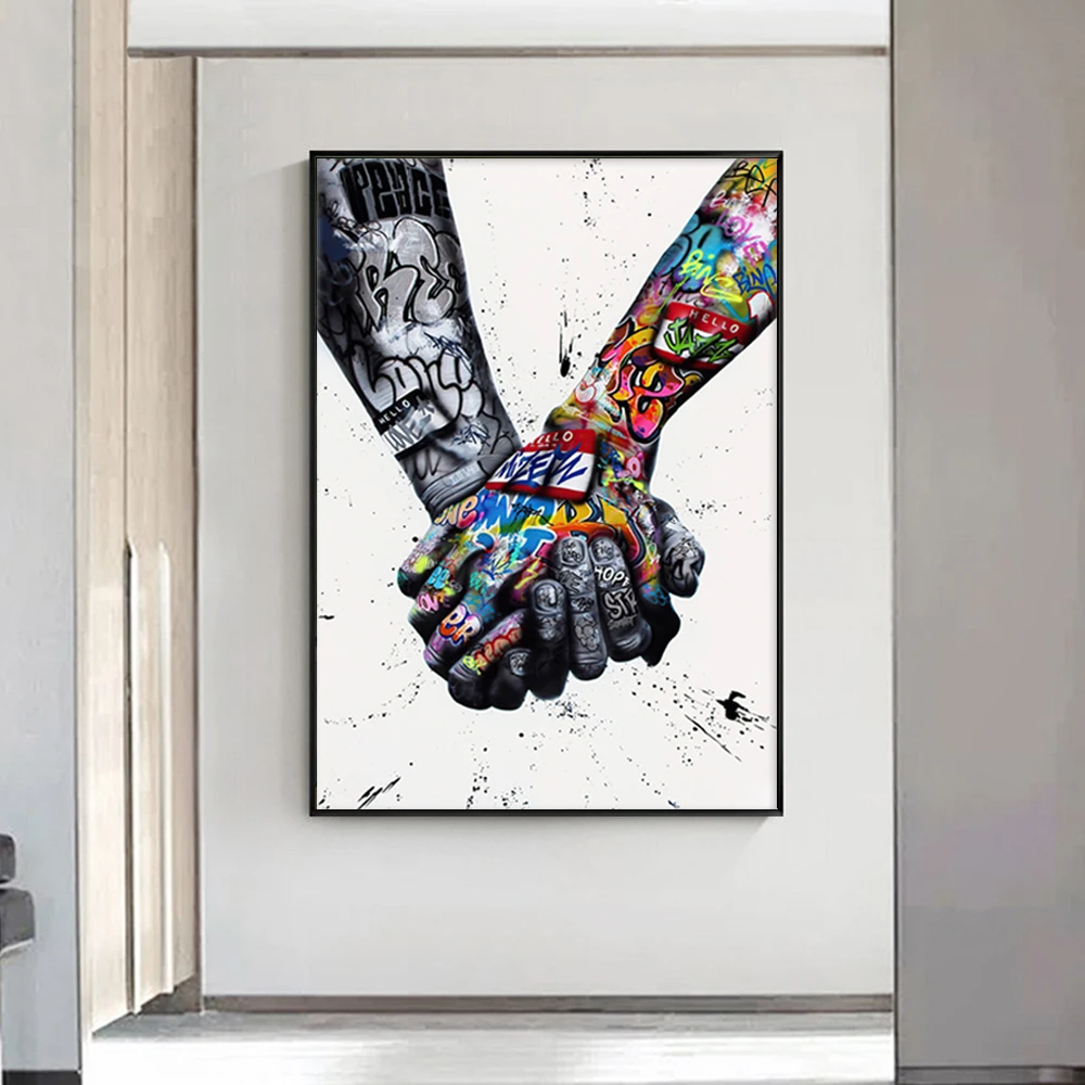 

Abstract Graffiti Painting Abstract Street Art Canvas Prints Posters Pop Street Prints Hand By Hand Wall Art Pictures Decor