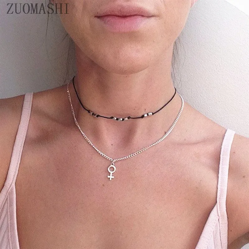 Женское Ожерелье с символом феминизма ювелирное изделие Венеры ожерелье из