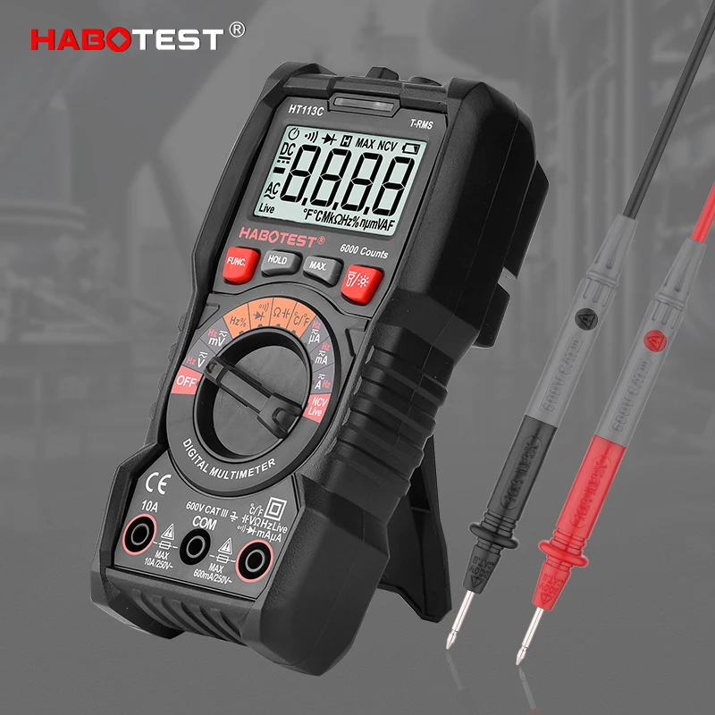 Мультиметр HABOTEST HT113 цифровой профессиональный 600 В мкА Ма-Ма AC/DC Ом диодный зуммер
