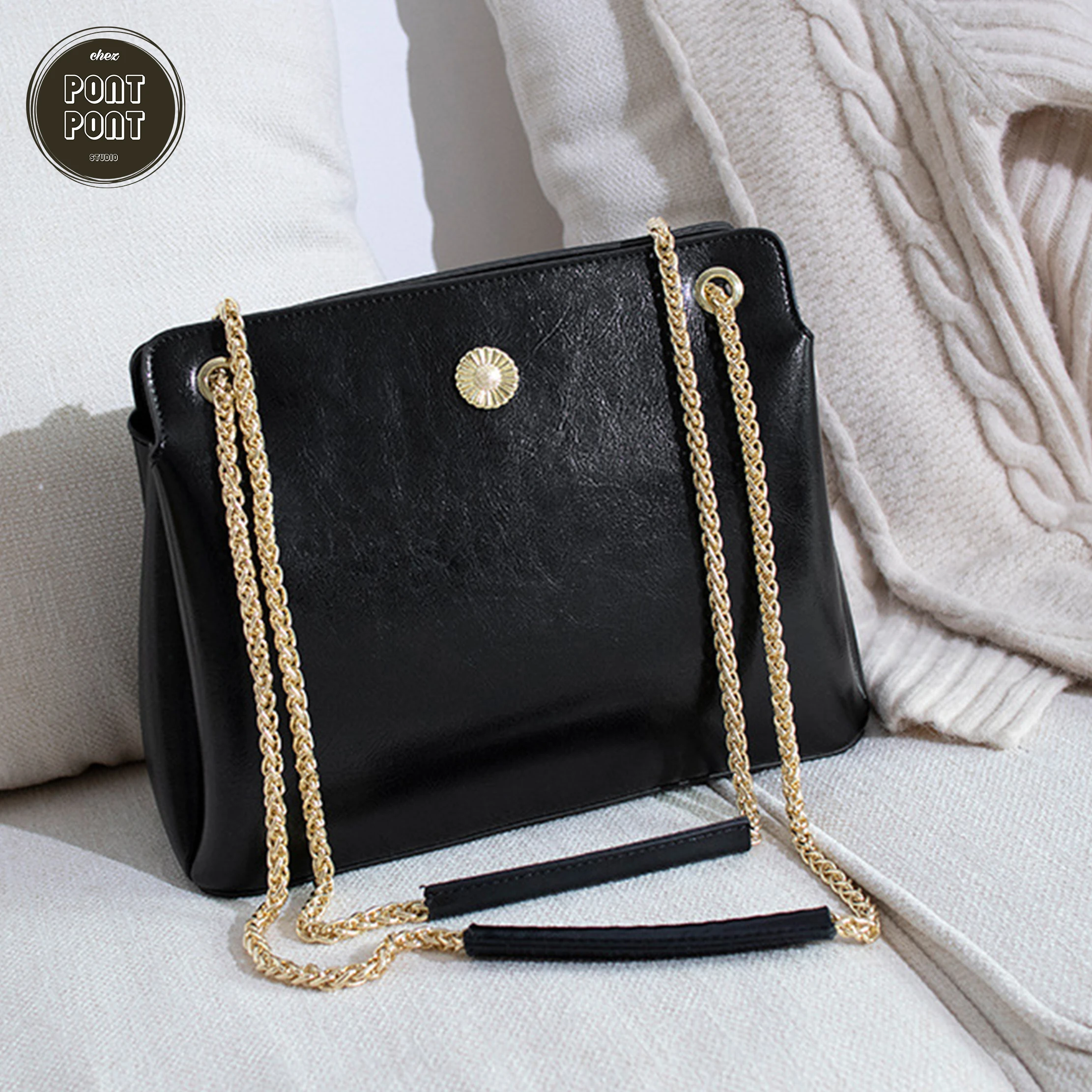 large female handbag genuine real leather chain shoulder bag for women designer chic big capacity zipper lady office sac a main free global shipping