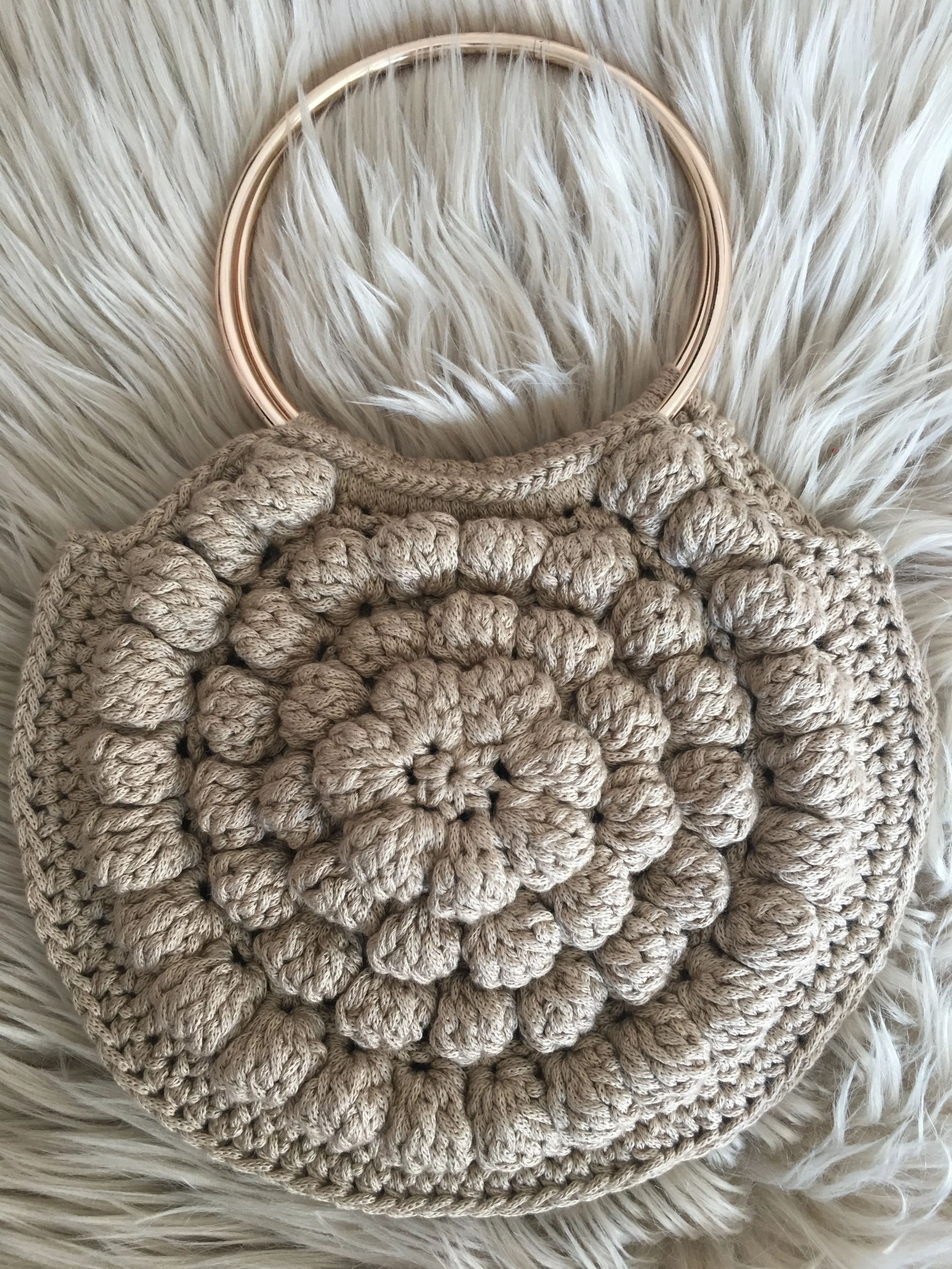 Circular Crochet Bag  Ulla Johnson Lia Inspired Crochet Bag  Bubble flower Purse handmade bag tote bag