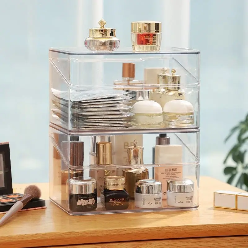 Clear Cosmetics Storage Box Acrylic Dresser  Storage Box For Perfume Lipstick Glaze Nail Oil Cushion Powder Office Supplies