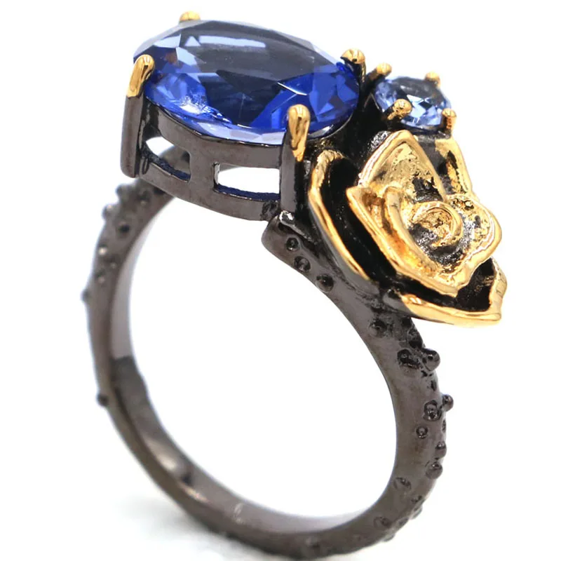 Неоготическая Роза темно-синий топаз иолит Изумрудный турмалин уличная мода