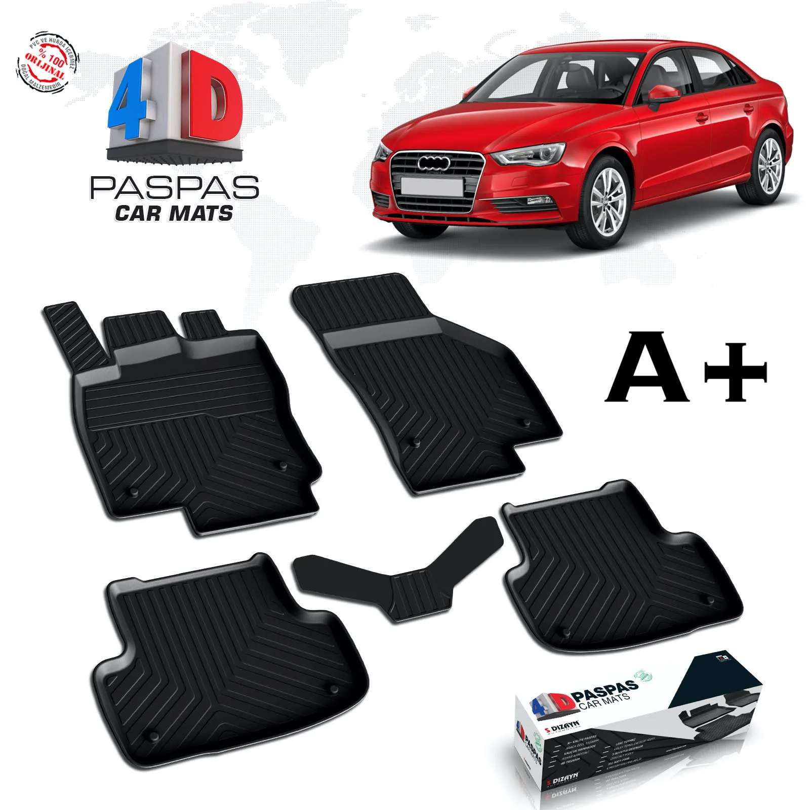 

FOR AUDİ A3 RUBBER MAT MODEL 2012 2013 2014 2015 2016 2017 2018 2019 2020 2021 HB SD SYNTHETIC HANDY UPHOLSTERY CARPET PREMIUM