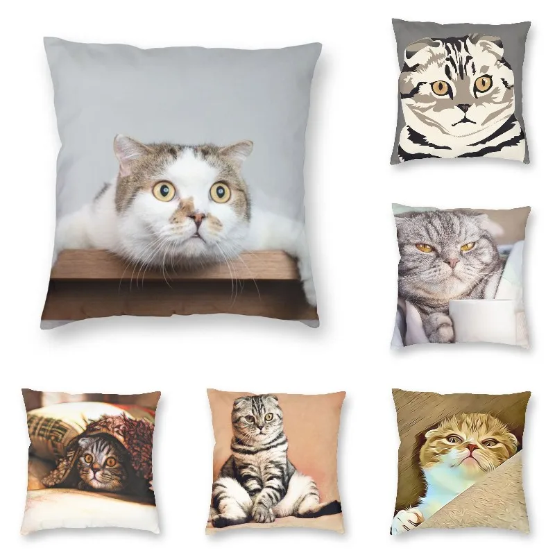 

Шотландские складные котята, современные наволочки для диванных подушек, украшение для гостиной, искусственная кошка, любимый диван, наволочки, чехол для подушки