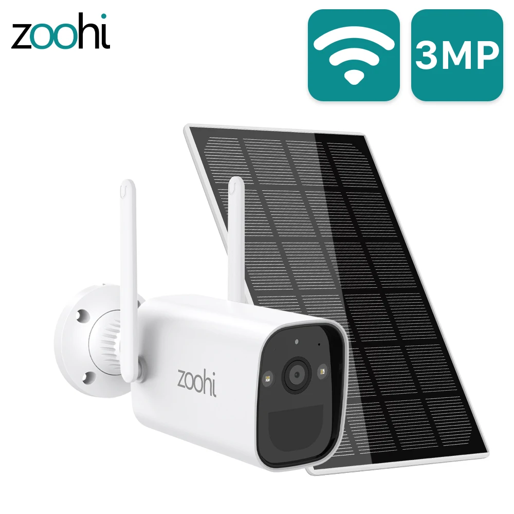 Zoohi 3MP беспроводная камера наблюдения батареи домашняя безопасности солнечные