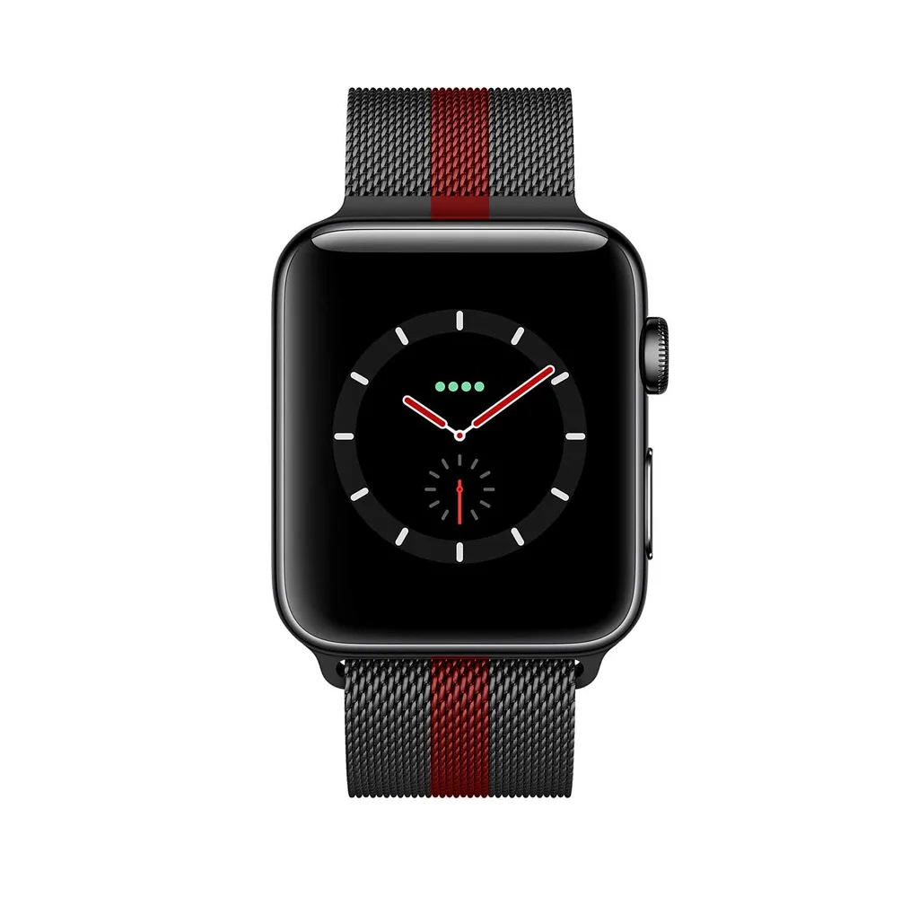 Ремешок для Apple watch 38mm Milanese Loop Металл черный с красным|Ремешки часов| |