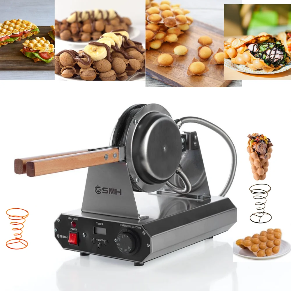 

SMH 110V/220V Electric Granite Egg Bubble Waffle Maker Eggettes Puff Cake Iron HongKong Egg Muffin Machine oven Non-stick Plate