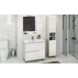 Зеркало-шкаф Comforty Верона 90 дуб белый (4136714) | Обустройство дома