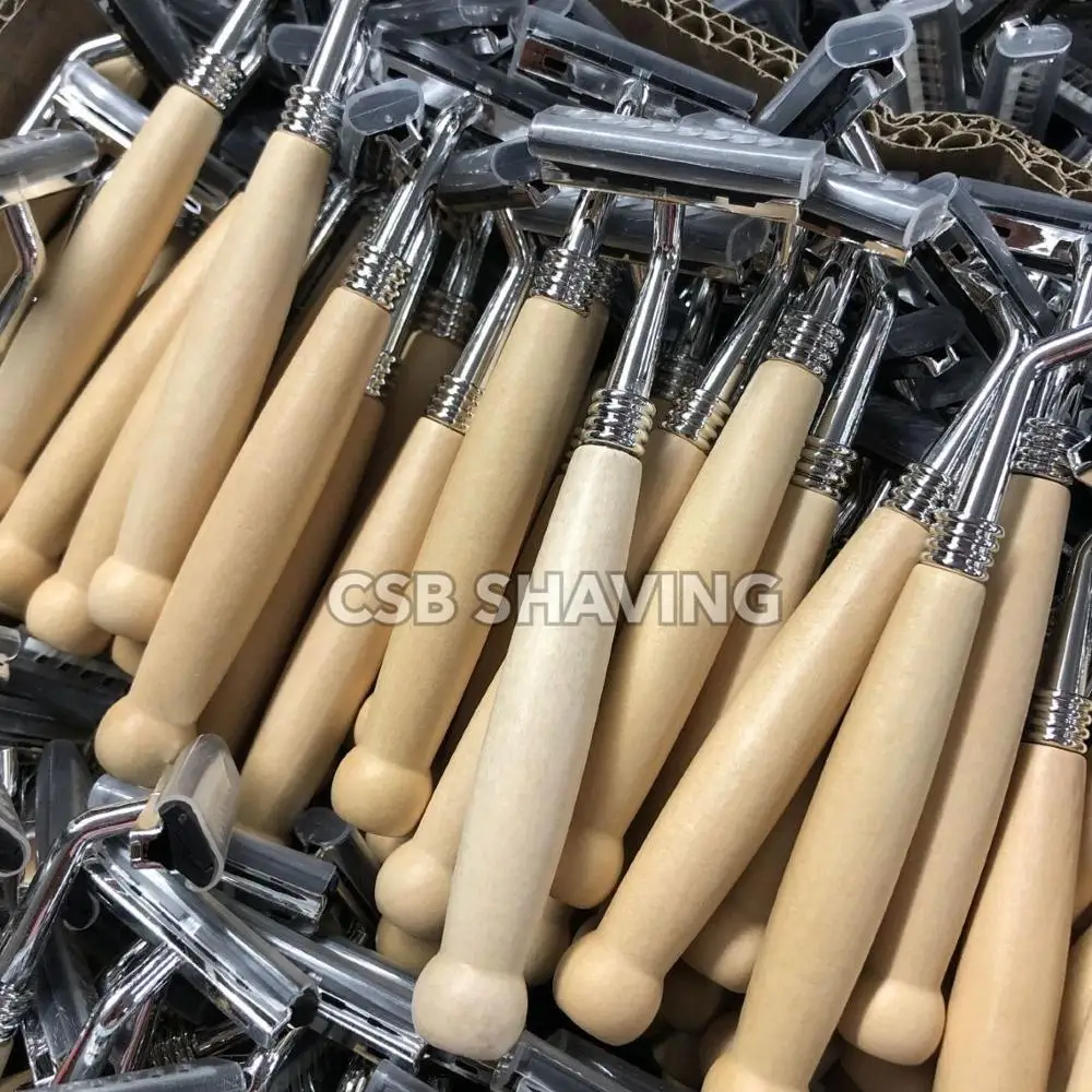Бритва с двумя лезвиями CSB деревянная ручка 5 из нержавеющей стали принадлежности