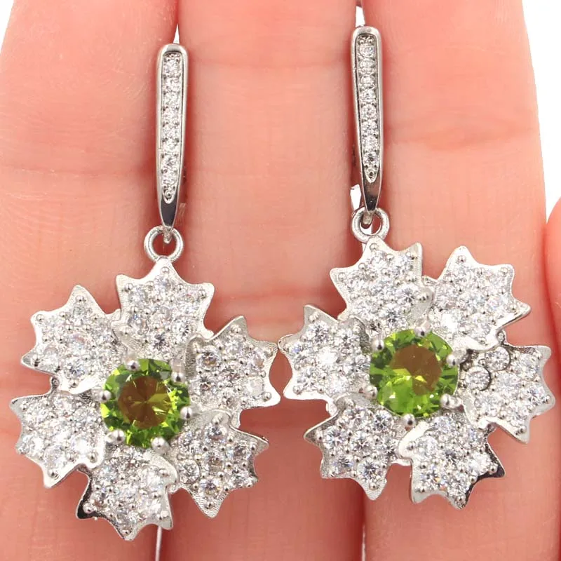 Комплект ювелирных изделий SheCrown из розового турмалина и зеленого перидота с