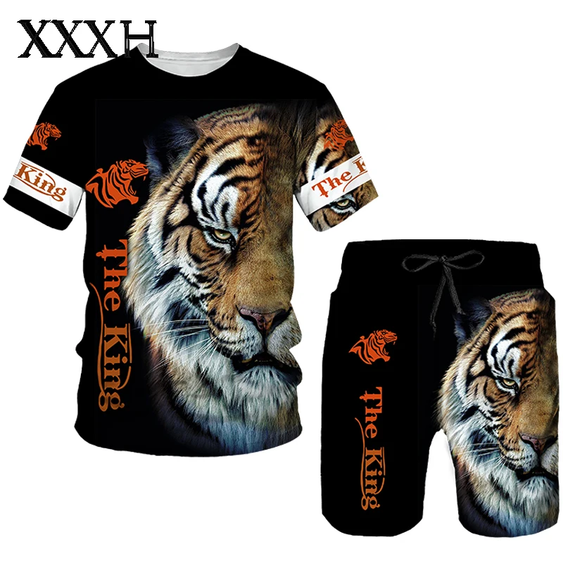 

XXXH 2022 3D Style Summer Male Suit All 3D Printed Tiger Pullover T-shirts Sets Women Streetwear Harajuku Tracksuit Sweatshirt