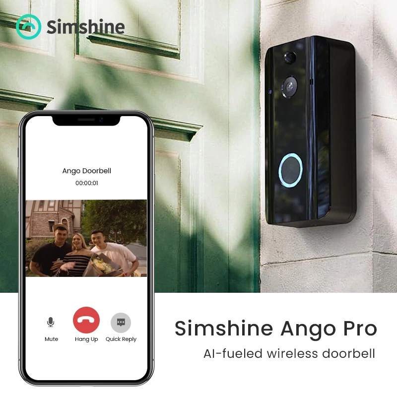 1080P Video Doorbell Camera Outdoor Smart Home 2.4GHz WiFi Door Bell Camera Human Detection No Monthly Fee Ango Pro