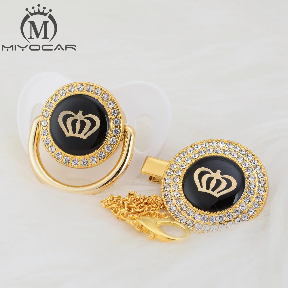 MIYOCAR, золотые, серебряные, блестящие стразы, корона, красивая, шикарная соска и соска, клипса, BPA бесплатно, пустышка, блестящая, уникальный дизайн, GCR2