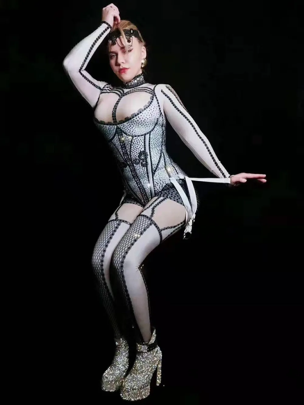 Певица хост костюм для выступлений светящаяся куртка фотография ГОГО