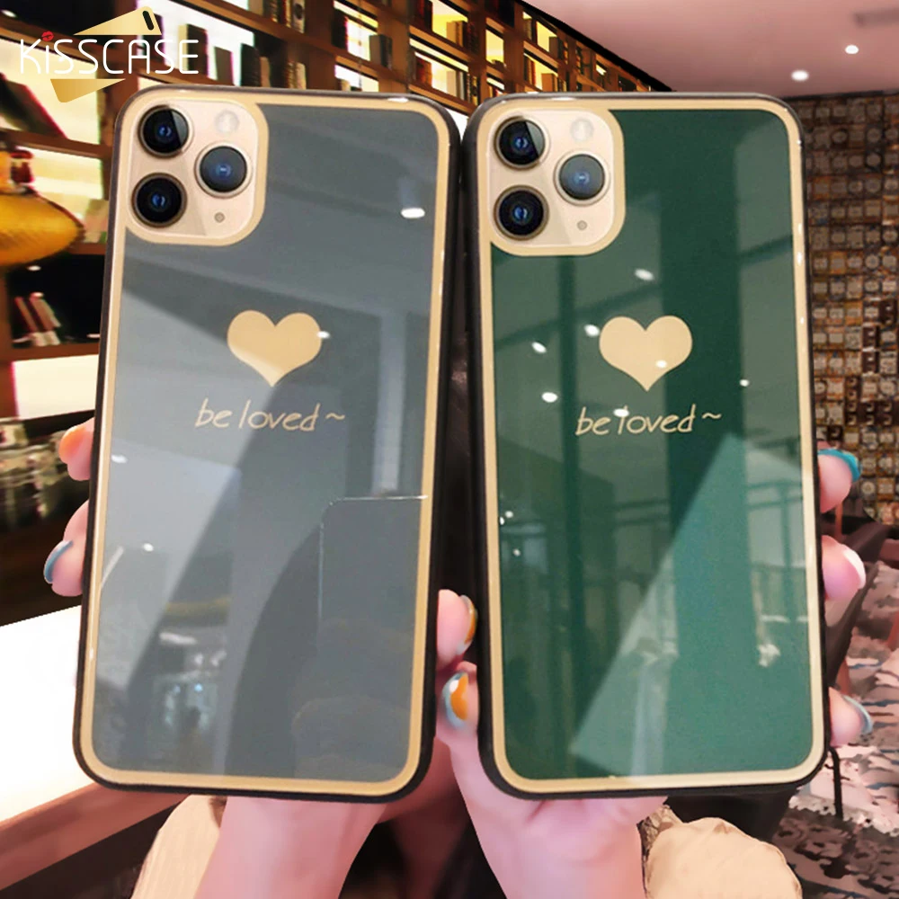 Роскошный чехол из закаленного стекла для iPhone 7 8 6 6S Plus X XS MAX XR пара любовь сердце