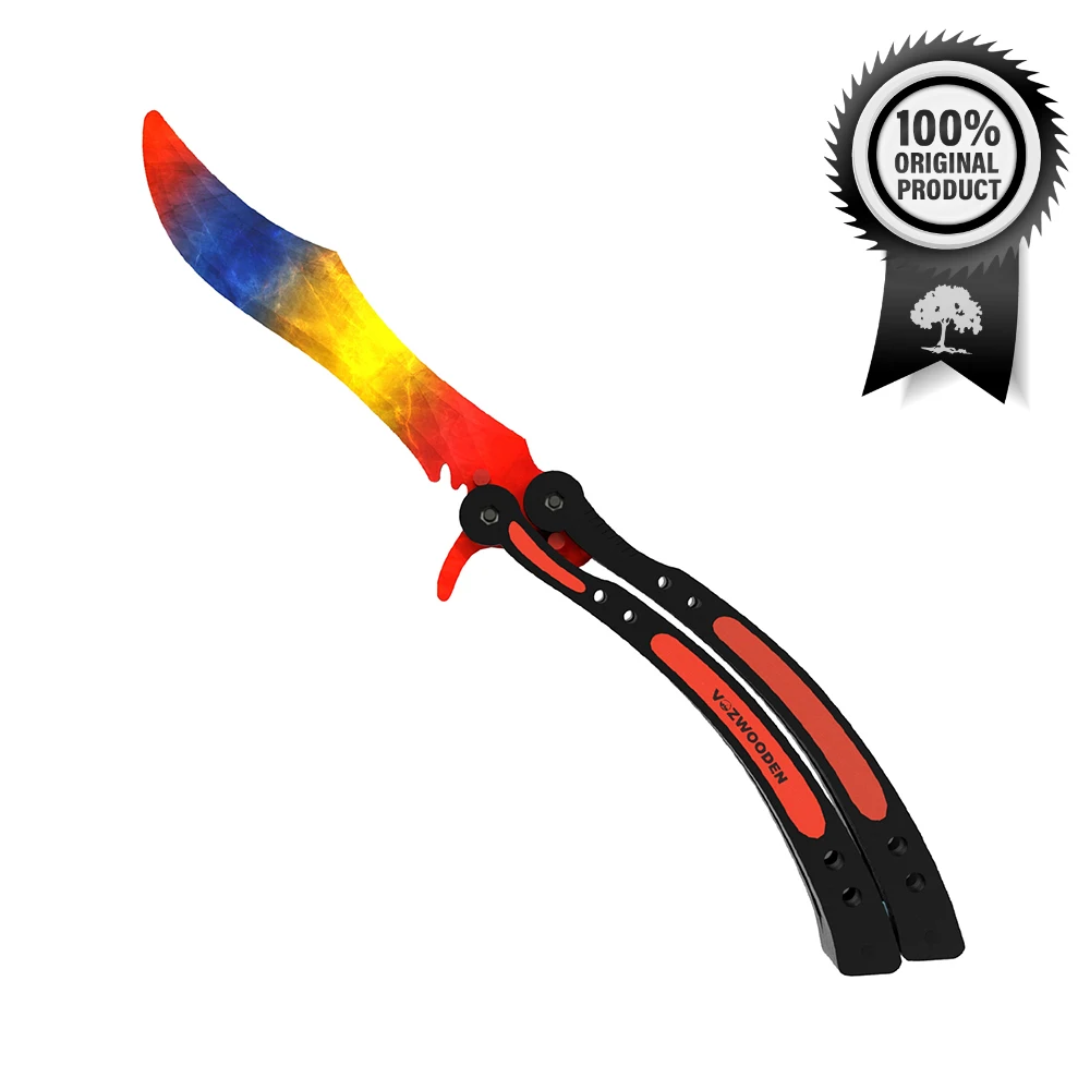Деревянный детский игрушечный нож Бабочка (butterfly knife) Мраморный Градиент (реплика)