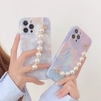 watercolor flower phone case for iphone 12 pro max 11 pro pearl bracelet cases for couqe iphone xr xs max 7 8 plus cover fundas