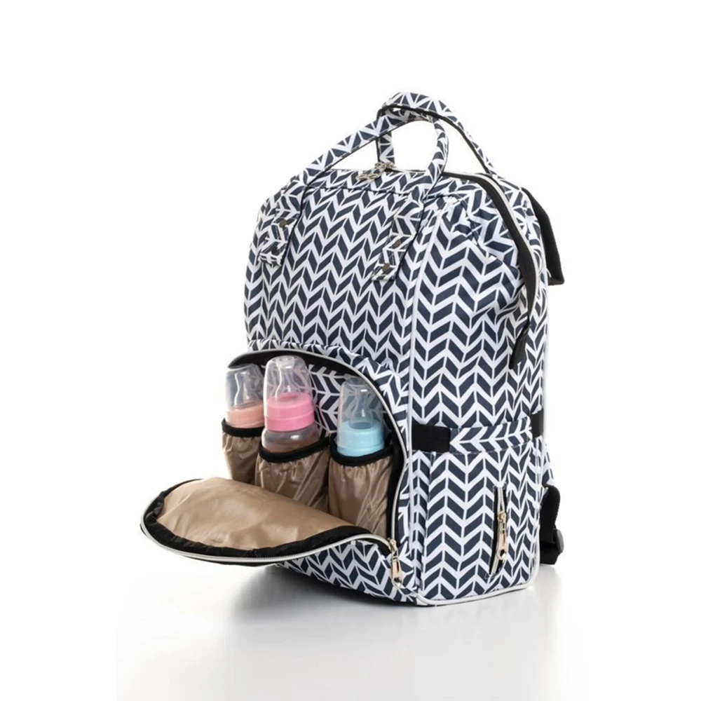 Satin Al Bebek şişesi Termos Beyaz Sırt çantası çizgili Su Geçirmez Jartiyer Anne Bebek Bakımı Büyük Kapasiteli Su Geçirmez Lüks Sırt çantası