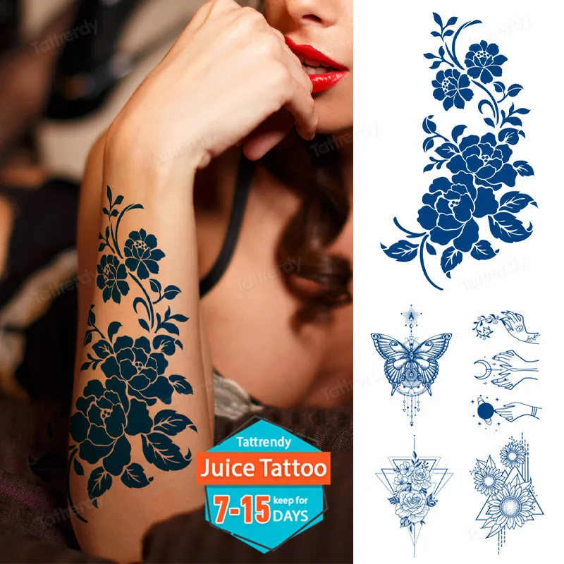

Татуировки Juice Ink, боди-арт, стойкая водостойкая временная татуировка, наклейка, цветок, бабочка, олень, искусственная татуировка на руку для ...