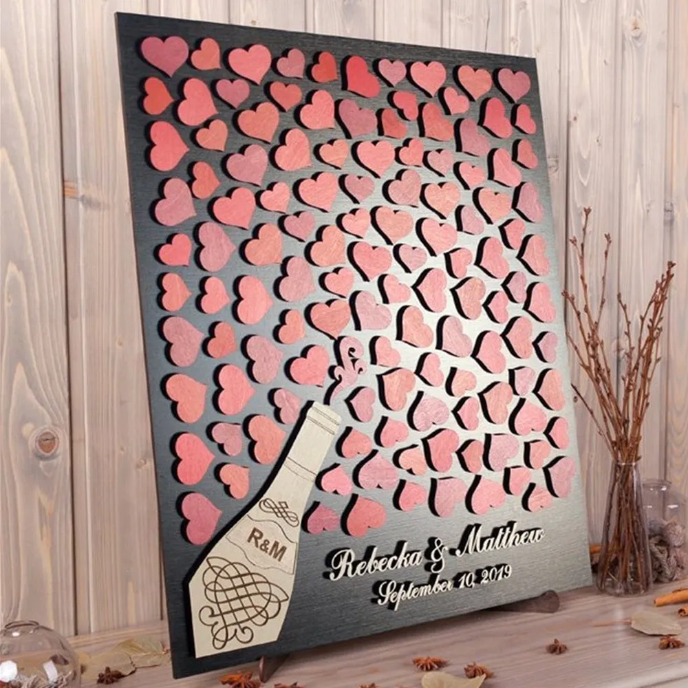 Персонализированная 3d книга для гостей свадьбы винного шампанского бутылки