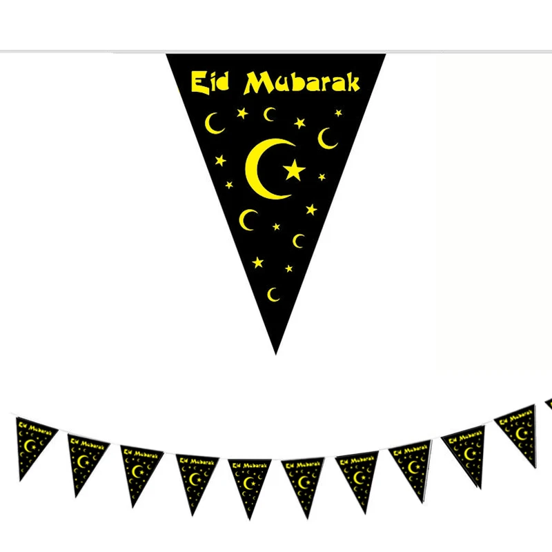 

10pcs EID Mubarak Banner Photo Booth Banners Moon Bunting Garland Flags Party Decorations