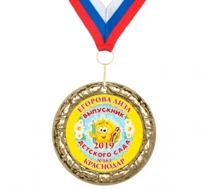 Медаль выпускник детского сада именная 5 см солнышко. Данные для медали (Имя/номер
