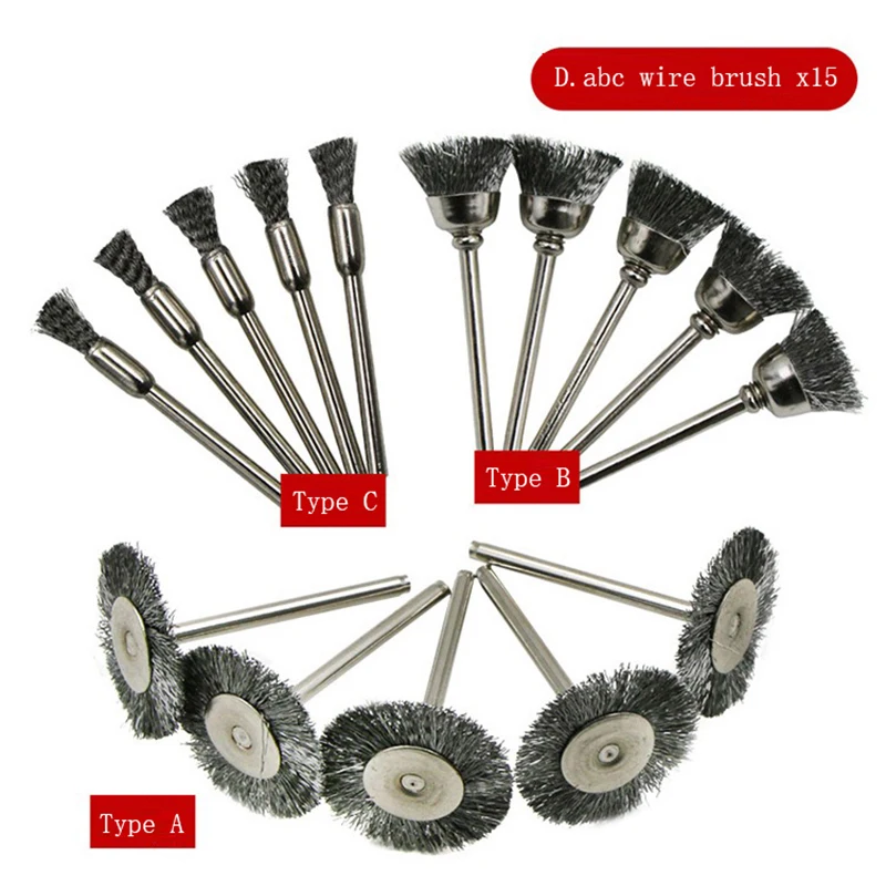 

5ps T Shape Steel Wire Brush Shank Metal Brush Rust Removing Brush Polishing Cleaning Brush For Dremel Rotary Grinder Tools